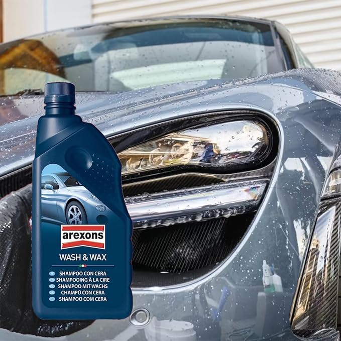 Arexons Wash & Wax – 2-in-1 car shampoo with wax for deep cleaning and a glossy, protective finish in one step