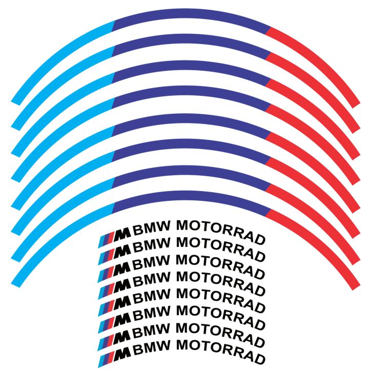 BMW motorbike wheel stickers – premium vinyl decals for a sleek and sporty look.