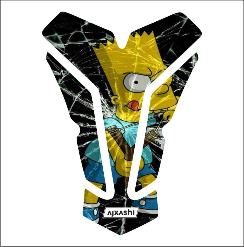 Universal Bart Simpson motorcycle tank pad – scratch-resistant protector with eye-catching design.