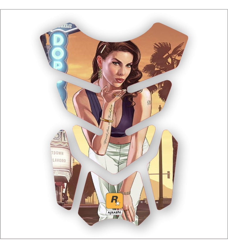 Grand Theft Auto V tank pad for motorcycles – stylish and durable protector with iconic GTA V design.
