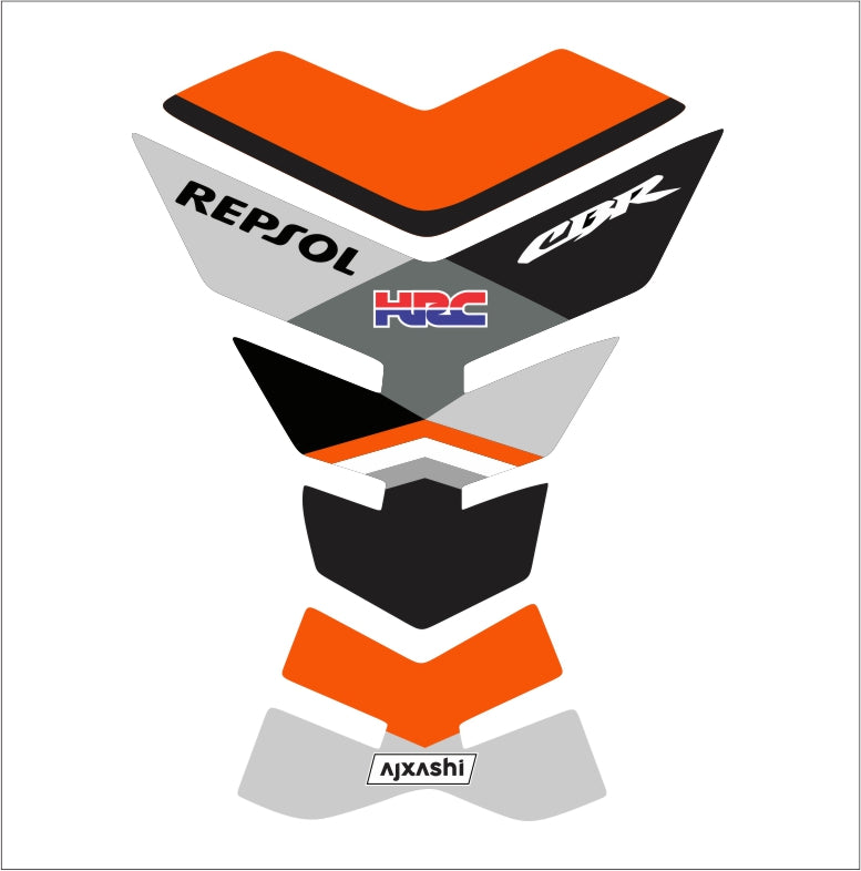 Repsol Honda CBR motorcycle tank pad – durable protector with official orange racing livery