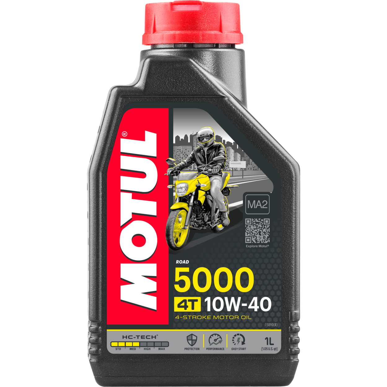 MOTUL 5000 10W-40 4T semi-synthetic engine oil for 4-stroke motorcycles – enhanced engine protection and smooth gear shifting
