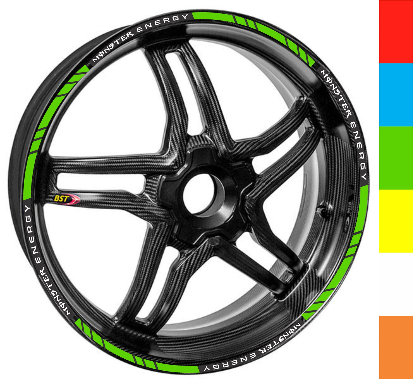 Monster Energy motorcycle wheel stickers – fit 14-inch to 18-inch rims with bold racing style