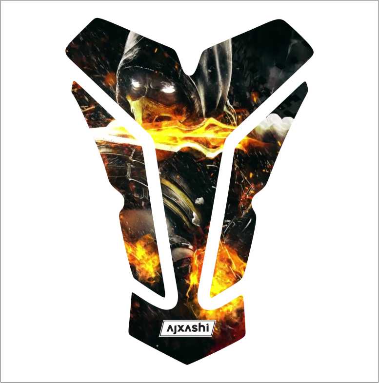 Mortal Kombat Scorpion motorcycle tank pad – high-quality protector with bold, action-packed design