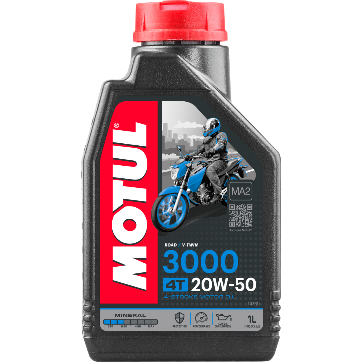 Motul 3000 20W-50 4T mineral engine oil for 4-stroke motorcycles – reliable protection and smooth clutch performance