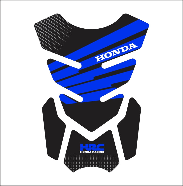 Universal blue Honda tank pad – high-quality motorcycle fuel tank protector with bold Honda graphics.
