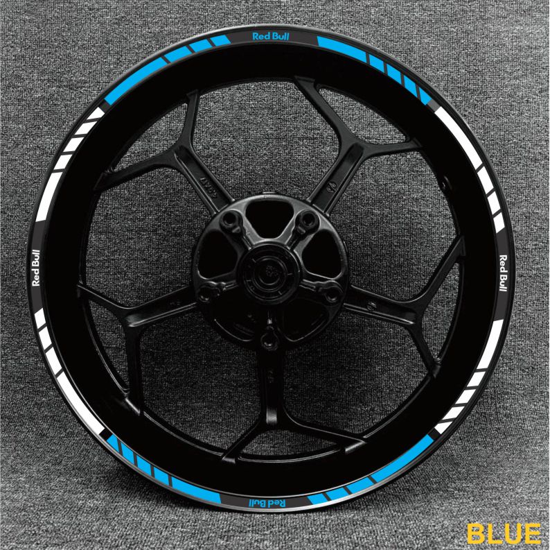 Premium Red Bull wheel decals – fit Suzuki, Honda, Yamaha, and Aprilia sportbikes.
