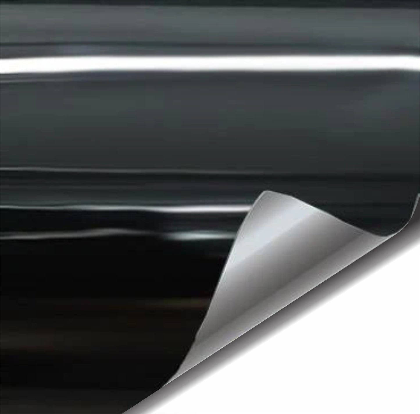 Gloss black vinyl wrap with mirror-like finish for car and motorcycle customization