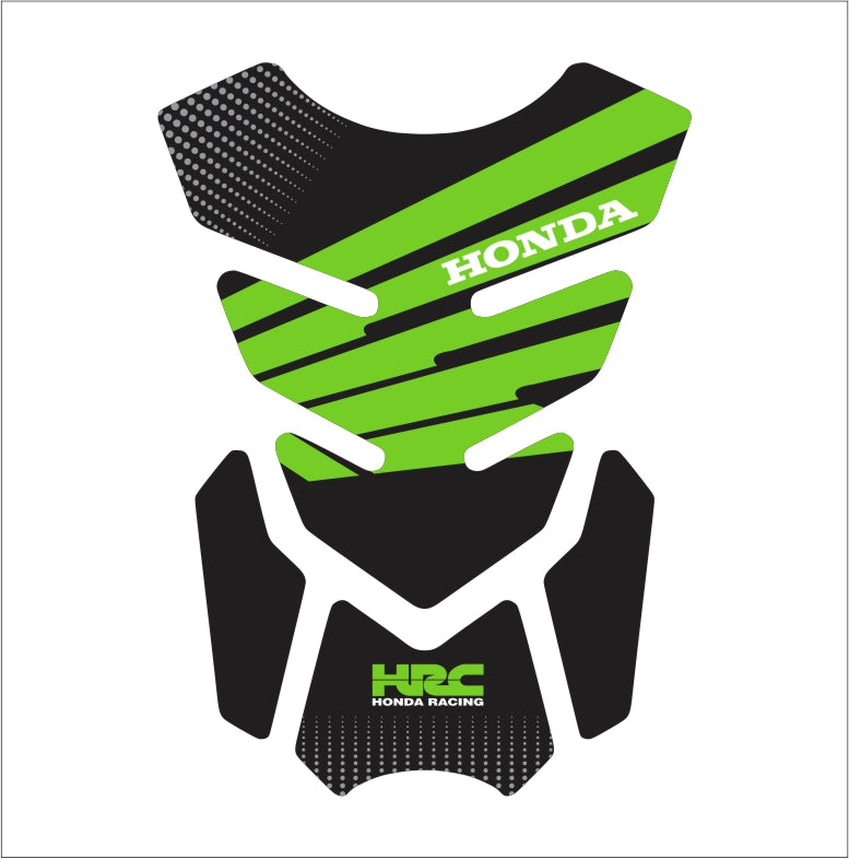 Universal green Honda tank pad – high-quality motorcycle fuel tank protector with bold Honda graphics.