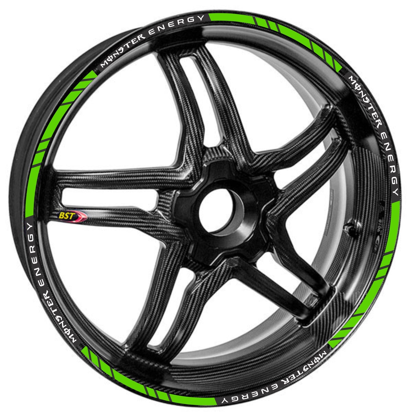 Monster Energy motorcycle wheel stickers – fit 14-inch to 18-inch rims with bold racing style