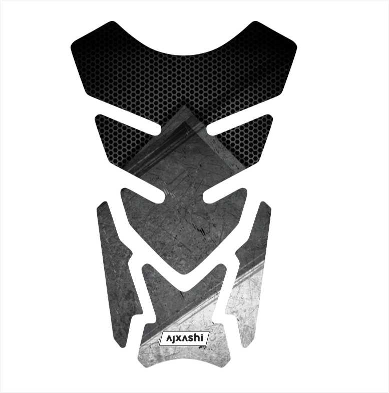 Durable grey rubber tank pad for motorcycles – enhances grip and prevents fuel tank scratches.