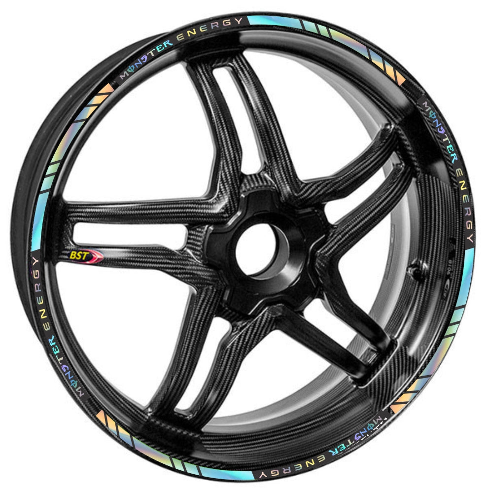 Monster Energy motorcycle wheel stickers – fit 14-inch to 18-inch rims with bold racing style