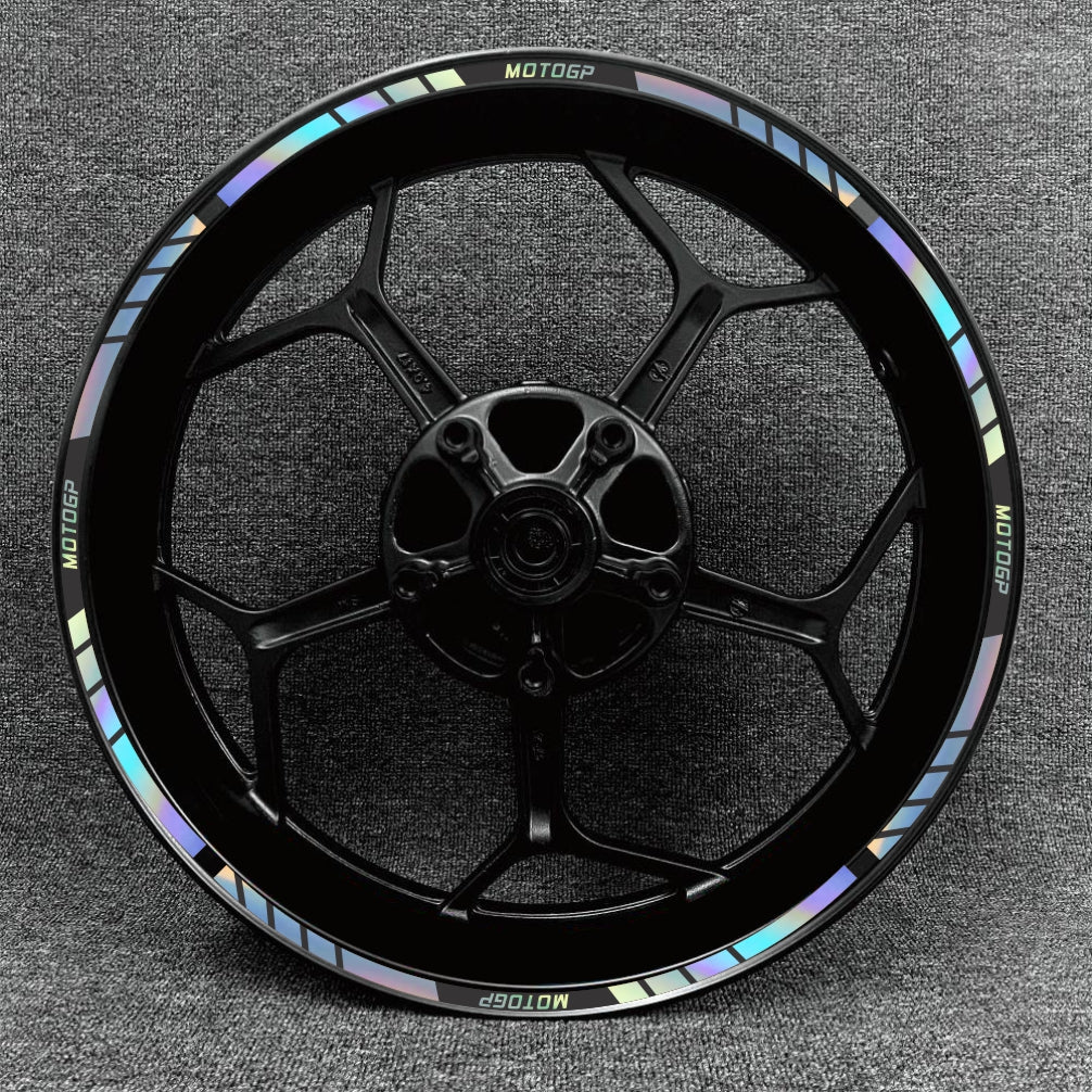 Custom MotoGP wheel stickers – available for 14-inch to 18-inch motorcycle rims.