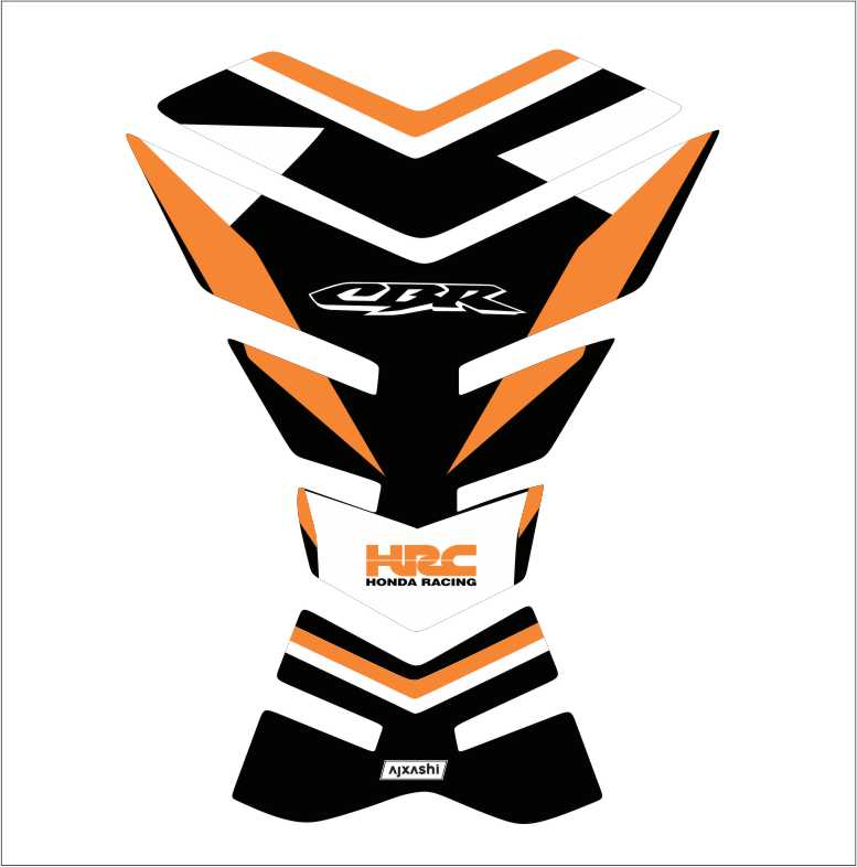 Universal orange Honda CBR Racing tank pad – durable fuel tank protector with bold racing-inspired design