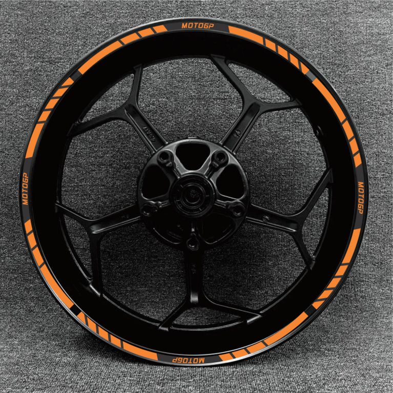 Custom MotoGP wheel stickers – available for 14-inch to 18-inch motorcycle rims.