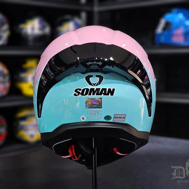 SOMAN PINK BLUE FULL FACE HELMET