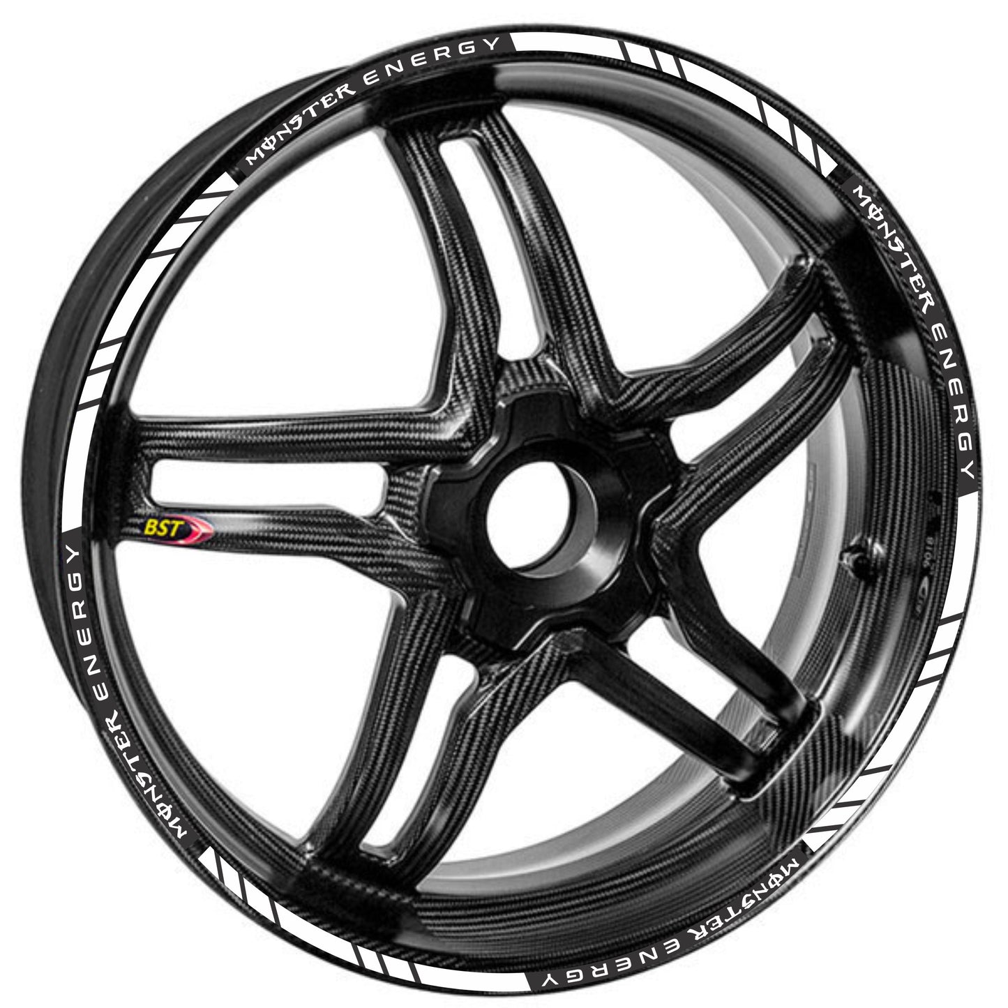 Monster Energy motorcycle wheel stickers – fit 14-inch to 18-inch rims with bold racing style