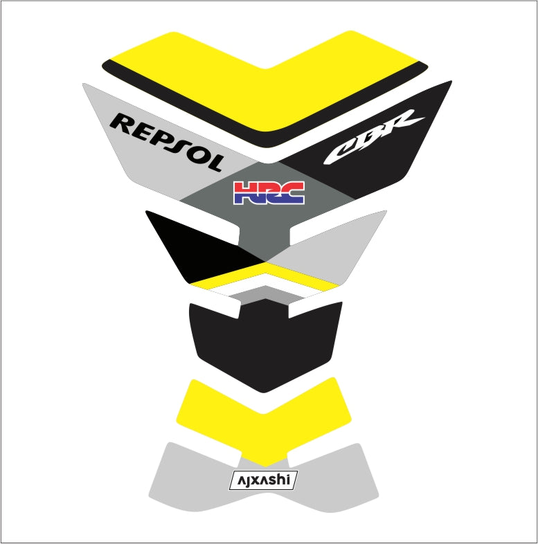 Repsol Honda CBR motorcycle tank pad – durable protector with official yellow racing livery
