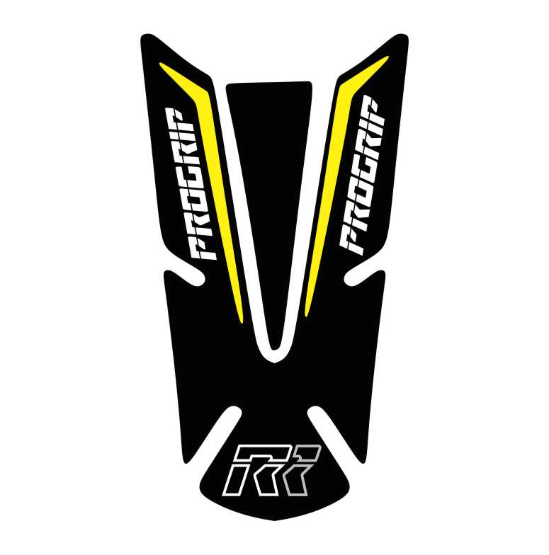 Yellow Progrip motorcycle tank pad – high-quality fuel tank protector with Progrip logo and durable design.