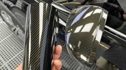 5D gloss carbon fiber vinyl wrap with high-shine finish for automotive and interior use