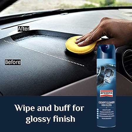 Arexons Cockpit Cleaner High Gloss Spray – dashboard and interior cleaner that restores shine and protects against dust and UV rays