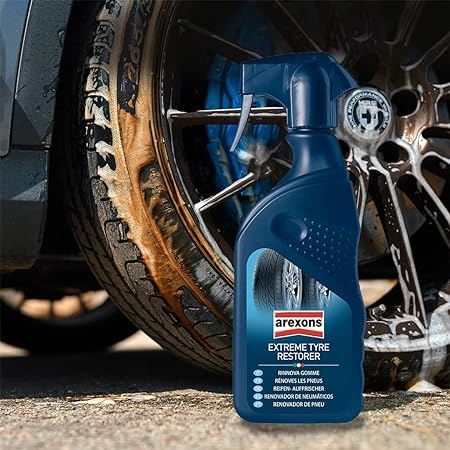 Arexons Extreme Tire Restorer – advanced tire shine formula that restores deep black color and protects against cracking and fading.