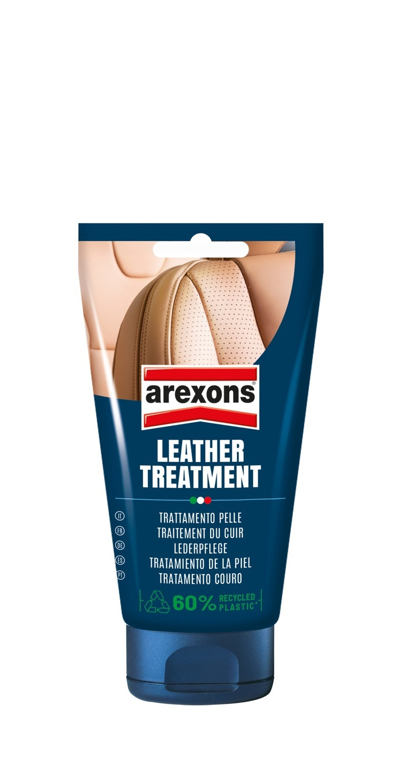 Arexons Leather Treatment nourishes and protects leather surfaces, restoring softness, shine, and preventing cracking or fading for long-lasting results.