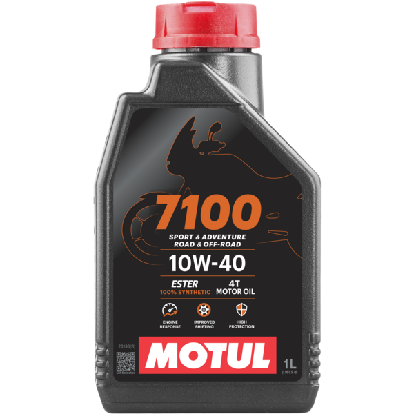 MOTUL 7100 10W-40 4T 100% synthetic engine oil for 4-stroke bikes – high-performance lubricant for engine protection and smooth ride