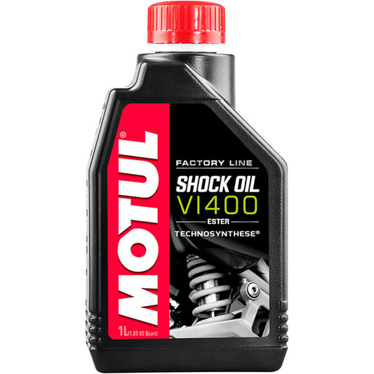Motul Shock Oil Factory Line VI 400 – premium suspension fluid for motorcycle shock absorbers, ensures stability and damping performance