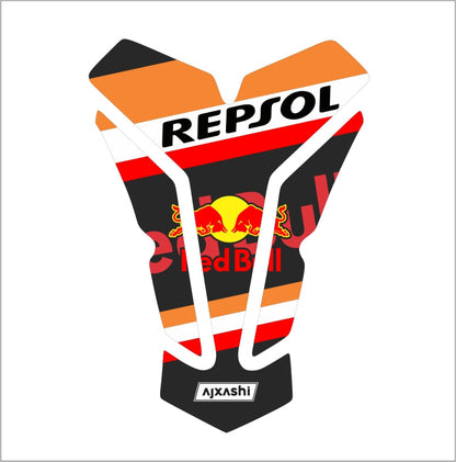 Red Bull Repsol universal motorcycle tank pad – high-quality fuel tank protector with bold racing graphics for sportbikes