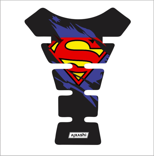 Superman fuel tank pad for motorcycles – high-quality protector featuring the legendary ‘S’ emblem.