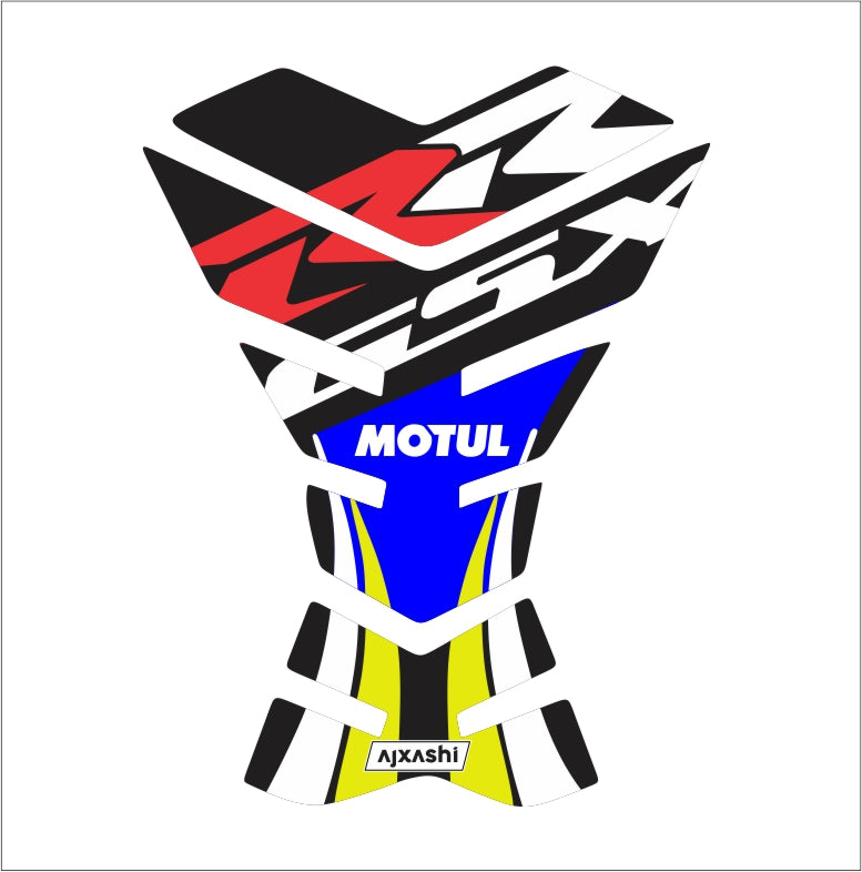 Durable Suzuki GSX-RR motorcycle tank pad – anti-scratch protector with Motul and MotoGP branding