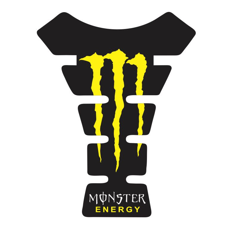 Universal yellow Monster Energy tank pad – durable fuel tank protector with iconic Monster Energy logo design.