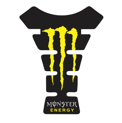 Universal yellow Monster Energy tank pad – durable fuel tank protector with iconic Monster Energy logo design.