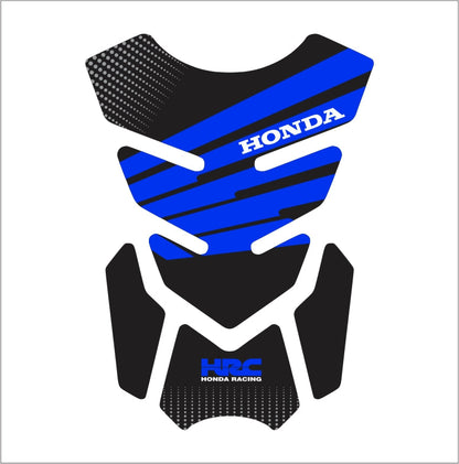 Universal blue Honda tank pad – high-quality motorcycle fuel tank protector with bold Honda graphics.