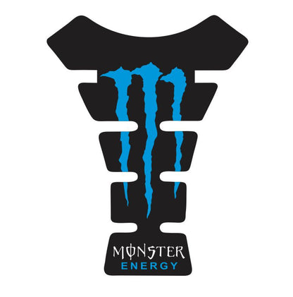 Universal blue Monster Energy tank pad – durable fuel tank protector with iconic Monster Energy logo design.