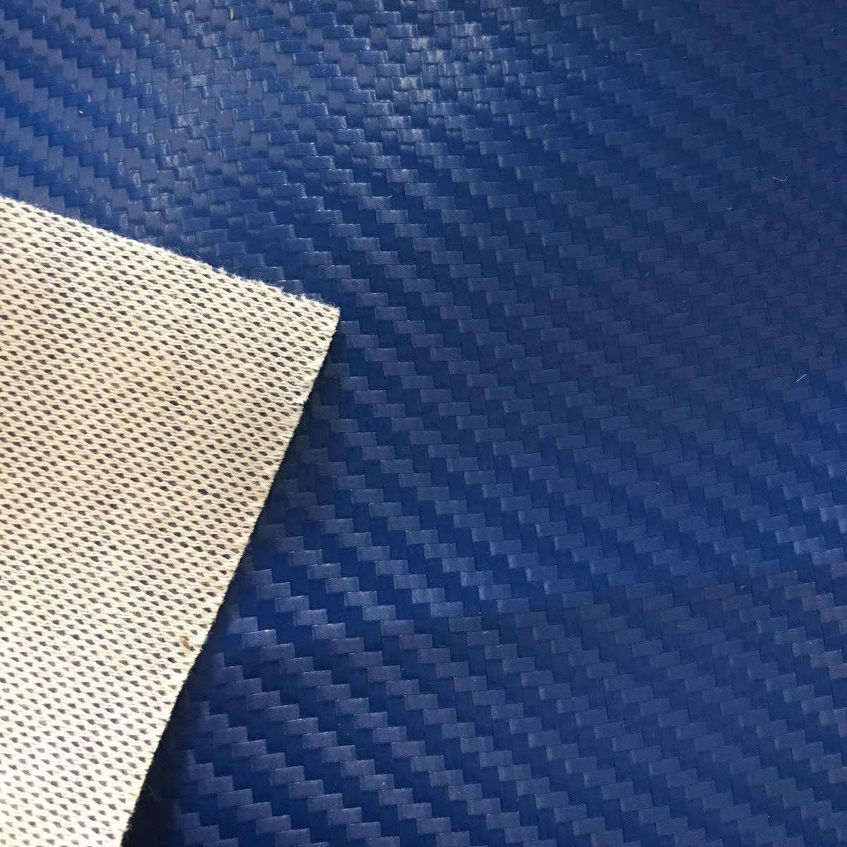 Blue Carbon fiber Leather