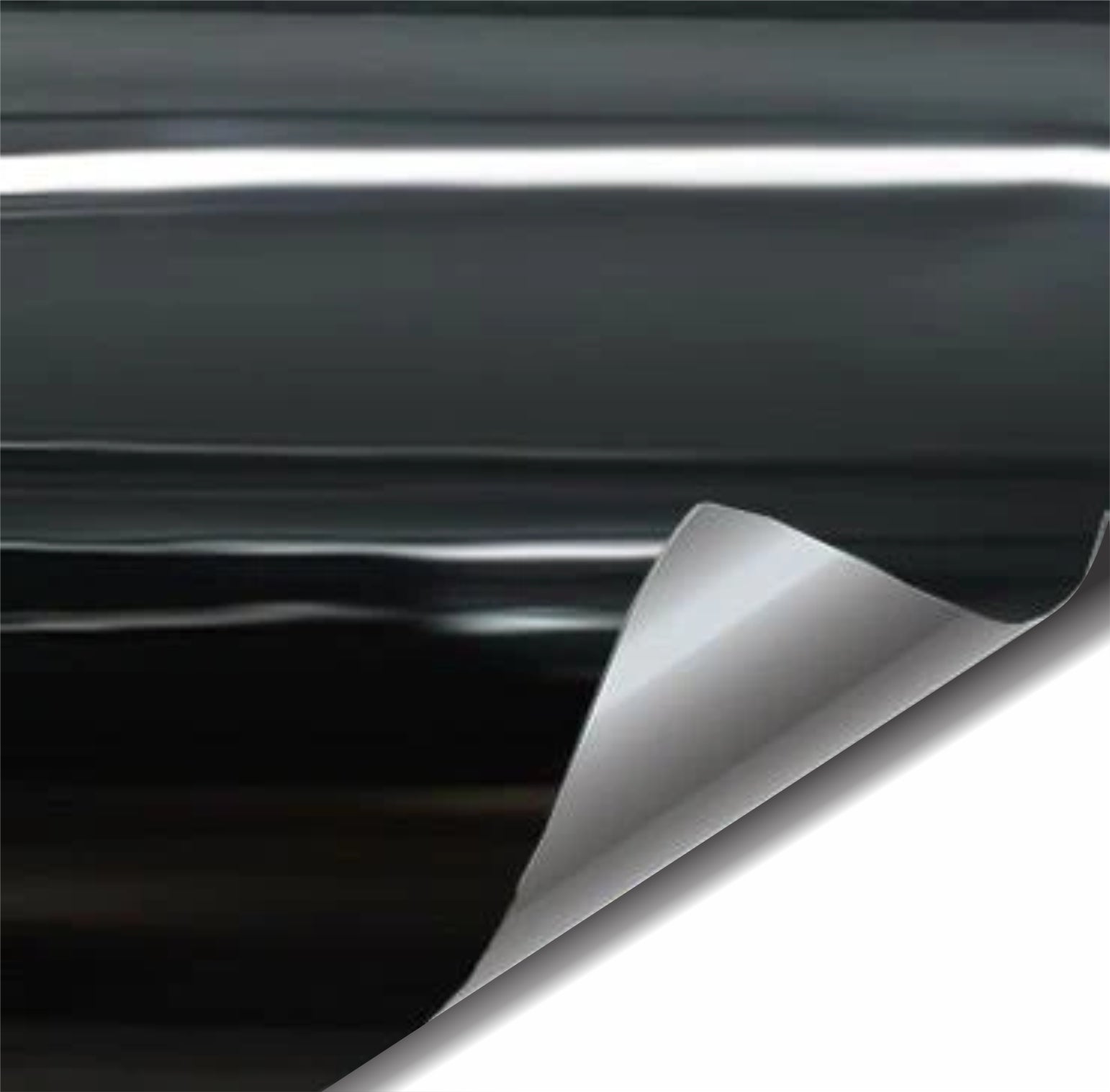 Gloss black vinyl wrap with mirror-like finish for car and motorcycle customization