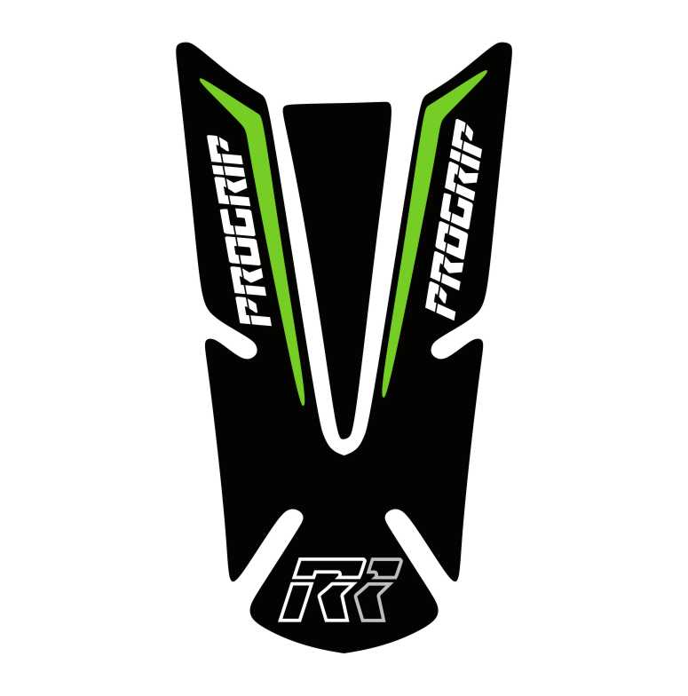 Green Progrip motorcycle tank pad – high-quality fuel tank protector with Progrip logo and durable design.