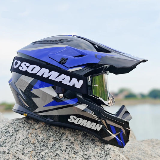 blue soman motocross helmet