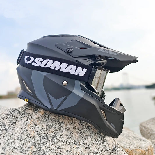 matt black soman motocross helmet