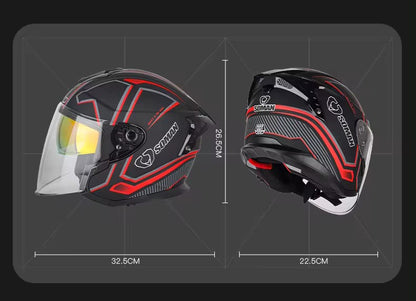 Soman Open Face helmet Red Carbon Fiber