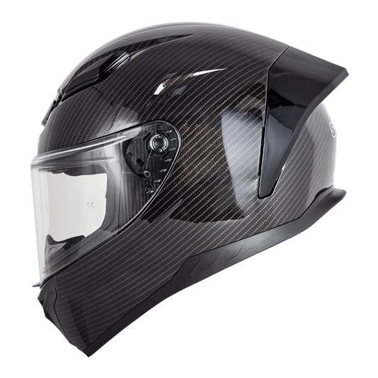 SOMAN Carbon Fiber Full Face Helmet featuring a sleek aerodynamic design, lightweight shell, and glossy carbon finish ideal for Mauritian motorcycle riders.