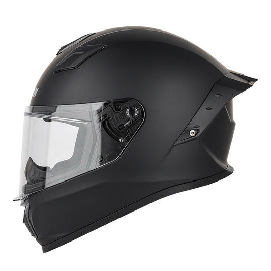 Soman F1 full face motorcycle helmet in matte black, featuring a sleek, minimalist design with full head protection for safe riding