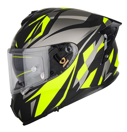 Soman full face motorcycle helmet in flash Green with a sleek design, providing full head coverage and high-impact protection.