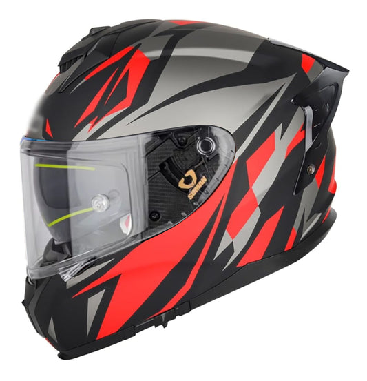 Soman full face motorcycle helmet in flash red with a sleek design, providing full head coverage and high-impact protection.