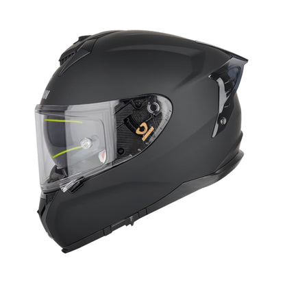Soman full face motorcycle helmet in matte black with a streamlined design and clear visor, ideal for safe and stylish riding.