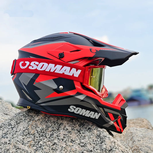 soman thunder red off road helmet