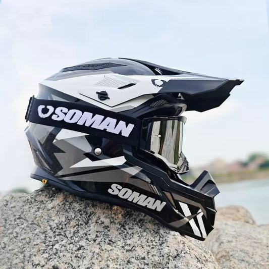 soman thunder white off road helmet